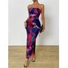 image:imageGORGLITTER Womens Floral Strapless Bodycon Wedding Guest Dress Vacation Summer Birthday Tropical Maxi Long Sun DressesRed Violet