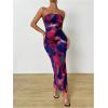 image:imageGORGLITTER Womens Floral Strapless Bodycon Wedding Guest Dress Vacation Summer Birthday Tropical Maxi Long Sun DressesRed Violet
