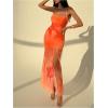 image:imageGORGLITTER Womens Floral Wedding Guest Midi Dress Summer Mesh Bridal Shower Cocktail Beach Going Out Bodycon SundressesBurnt Orange