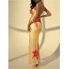 image:imageGORGLITTER Womens Floral Wedding Guest Midi Dress Summer Mesh Bridal Shower Cocktail Beach Going Out Bodycon SundressesYellow
