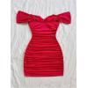 image:imageGORGLITTER Womens Flower Off The Shoulder Mini Dress Summer Ruched Bodycon Vacation Cocktail Wedding Guest Party DressRed