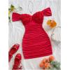 image:imageGORGLITTER Womens Flower Off The Shoulder Mini Dress Summer Ruched Bodycon Vacation Cocktail Wedding Guest Party DressRed