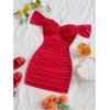 image:imageGORGLITTER Womens Flower Off The Shoulder Mini Dress Summer Ruched Bodycon Vacation Cocktail Wedding Guest Party DressRed