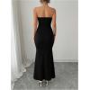 image:imageGORGLITTER Womens Flower Strapless Maxi Dress Summer Cocktail Wedding Guest Formal Prom Graduation Fishtail Sun DressBlack