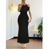 image:imageGORGLITTER Womens Flower Strapless Maxi Dress Summer Cocktail Wedding Guest Formal Prom Graduation Fishtail Sun DressSolid Black