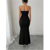image:imageGORGLITTER Womens Flower Strapless Maxi Dress Summer Cocktail Wedding Guest Formal Prom Graduation Fishtail Sun DressSolid Black