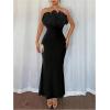 image:imageGORGLITTER Womens Flower Strapless Maxi Dress Summer Cocktail Wedding Guest Formal Prom Graduation Fishtail Sun DressSolid Black
