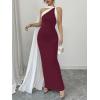 image:imageGORGLITTER Womens Formal Bodycon Maxi Evening Dress One Shoulder Sleeveless Cocktail Elegant Classy Dresses with ScarfBurgundy
