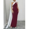 image:imageGORGLITTER Womens Formal Bodycon Maxi Evening Dress One Shoulder Sleeveless Cocktail Elegant Classy Dresses with ScarfBurgundy