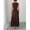 image:imageGORGLITTER Womens Formal Maxi Dress Birthday Wedding Guest Dress Ruched Tank Slip Prom Cocktail Going Out DressesCoffee Brown