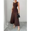 image:imageGORGLITTER Womens Formal Maxi Dress Birthday Wedding Guest Dress Ruched Tank Slip Prom Cocktail Going Out DressesCoffee Brown