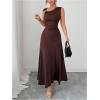 image:imageGORGLITTER Womens Formal Maxi Dress Birthday Wedding Guest Dress Ruched Tank Slip Prom Cocktail Going Out DressesCoffee Brown