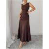 image:imageGORGLITTER Womens Formal Maxi Dress Birthday Wedding Guest Dress Ruched Tank Slip Prom Cocktail Going Out DressesCoffee Brown
