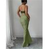 image:imageGORGLITTER Womens Halter Maxi Dress Ruched Bodycon Formal Birthday Evening Elegant Wedding Guest Cocktail DressesArmy Green