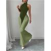 image:imageGORGLITTER Womens Halter Maxi Dress Ruched Bodycon Formal Birthday Evening Elegant Wedding Guest Cocktail DressesArmy Green