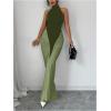 image:imageGORGLITTER Womens Halter Maxi Dress Ruched Bodycon Formal Birthday Evening Elegant Wedding Guest Cocktail DressesArmy Green