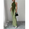 image:imageGORGLITTER Womens Halter Maxi Dress Ruched Bodycon Formal Birthday Evening Elegant Wedding Guest Cocktail DressesArmy Green