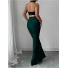 image:imageGORGLITTER Womens Halter Maxi Dress Ruched Bodycon Formal Birthday Evening Elegant Wedding Guest Cocktail DressesBlack and Green