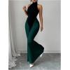 image:imageGORGLITTER Womens Halter Maxi Dress Ruched Bodycon Formal Birthday Evening Elegant Wedding Guest Cocktail DressesBlack and Green