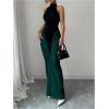 image:imageGORGLITTER Womens Halter Maxi Dress Ruched Bodycon Formal Birthday Evening Elegant Wedding Guest Cocktail DressesBlack and Green