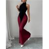 image:imageGORGLITTER Womens Halter Maxi Dress Ruched Bodycon Formal Birthday Evening Elegant Wedding Guest Cocktail DressesBlack and Red