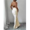 image:imageGORGLITTER Womens Halter Maxi Dress Ruched Bodycon Formal Birthday Evening Elegant Wedding Guest Cocktail DressesBrown