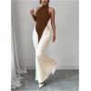 image:imageGORGLITTER Womens Halter Maxi Dress Ruched Bodycon Formal Birthday Evening Elegant Wedding Guest Cocktail DressesBrown