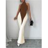 image:imageGORGLITTER Womens Halter Maxi Dress Ruched Bodycon Formal Birthday Evening Elegant Wedding Guest Cocktail DressesBrown