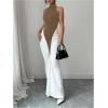image:imageGORGLITTER Womens Halter Maxi Dress Ruched Bodycon Formal Birthday Evening Elegant Wedding Guest Cocktail DressesMocha Brown