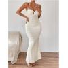 image:imageGORGLITTER Womens Halter Neck Bodycon Maxi Dress Summer Backless Fishtail Party Birthday Dinner Wedding Guest Sun DressApricot