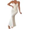 image:imageGORGLITTER Womens Halter Neck Bodycon Maxi Dress Summer Backless Fishtail Party Birthday Dinner Wedding Guest Sun DressWhite Beige
