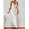 image:imageGORGLITTER Womens Halter Neck Bodycon Maxi Dress Summer Backless Fishtail Party Birthday Dinner Wedding Guest Sun DressWhite Beige