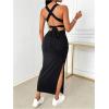 image:imageGORGLITTER Womens Halter Neck Bodycon Maxi Dress Vacation Cruise Backless Night Out Open Back Tank Long SundressesBlack