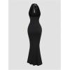 image:imageGORGLITTER Womens Halter Tie Maxi Dresses Elegant Classy Backless Cowl Neck Evening Gowns Formal Cocktail Ruched DressBlack