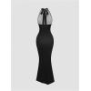image:imageGORGLITTER Womens Halter Tie Maxi Dresses Elegant Classy Backless Cowl Neck Evening Gowns Formal Cocktail Ruched DressBlack Floral