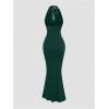 image:imageGORGLITTER Womens Halter Tie Maxi Dresses Elegant Classy Backless Cowl Neck Evening Gowns Formal Cocktail Ruched DressGreen