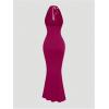 image:imageGORGLITTER Womens Halter Tie Maxi Dresses Elegant Classy Backless Cowl Neck Evening Gowns Formal Cocktail Ruched DressHot Pink