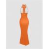 image:imageGORGLITTER Womens Halter Tie Maxi Dresses Elegant Classy Backless Cowl Neck Evening Gowns Formal Cocktail Ruched DressOrange