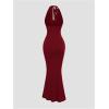 image:imageGORGLITTER Womens Halter Tie Maxi Dresses Elegant Classy Backless Cowl Neck Evening Gowns Formal Cocktail Ruched DressRed