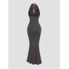 image:imageGORGLITTER Womens Halter Tie Maxi Dresses Elegant Classy Backless Cowl Neck Evening Gowns Formal Cocktail Ruched DressSolid Grey