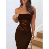 image:imageGORGLITTER Womens Lace Backless Patchwork Maxi Dress Elegant Classy Strapless Festival Y2K Sexy Gothic Tube Top DressBrown
