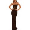image:imageGORGLITTER Womens Lace Backless Patchwork Maxi Dress Elegant Classy Strapless Festival Y2K Sexy Gothic Tube Top DressBrown