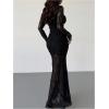 image:imageGORGLITTER Womens Lace Long Sleeve Prom Cocktail Birthday Dresses Gothic Y2K Fall Formal Dinner Goth Party Maxi DressBlack