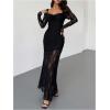 image:imageGORGLITTER Womens Lace Long Sleeve Prom Cocktail Birthday Dresses Gothic Y2K Fall Formal Dinner Goth Party Maxi DressBlack