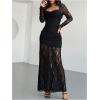 image:imageGORGLITTER Womens Lace Long Sleeve Prom Cocktail Birthday Dresses Gothic Y2K Fall Formal Dinner Goth Party Maxi DressBlack