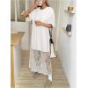 image:imageGORGLITTER Womens Lace Maxi Dress Boho Short Sleeve Crew Neck Festival Concert Birthday Party Evening DressesWhite
