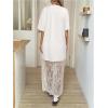 image:imageGORGLITTER Womens Lace Maxi Dress Boho Short Sleeve Crew Neck Festival Concert Birthday Party Evening DressesWhite