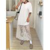 image:imageGORGLITTER Womens Lace Maxi Dress Boho Short Sleeve Crew Neck Festival Concert Birthday Party Evening DressesWhite