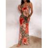 image:imageGORGLITTER Womens Leopard Cheetah Print Bodycon Maxi Dress Backless Floral Draped Y2K Cami DressesBrown Multicolor