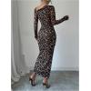 image:imageGORGLITTER Womens Leopard Cheetah Print Dress Animal Cocktail Birthday Going Out Club Long Sleeve Y2K Ruched Slit DressesBlack